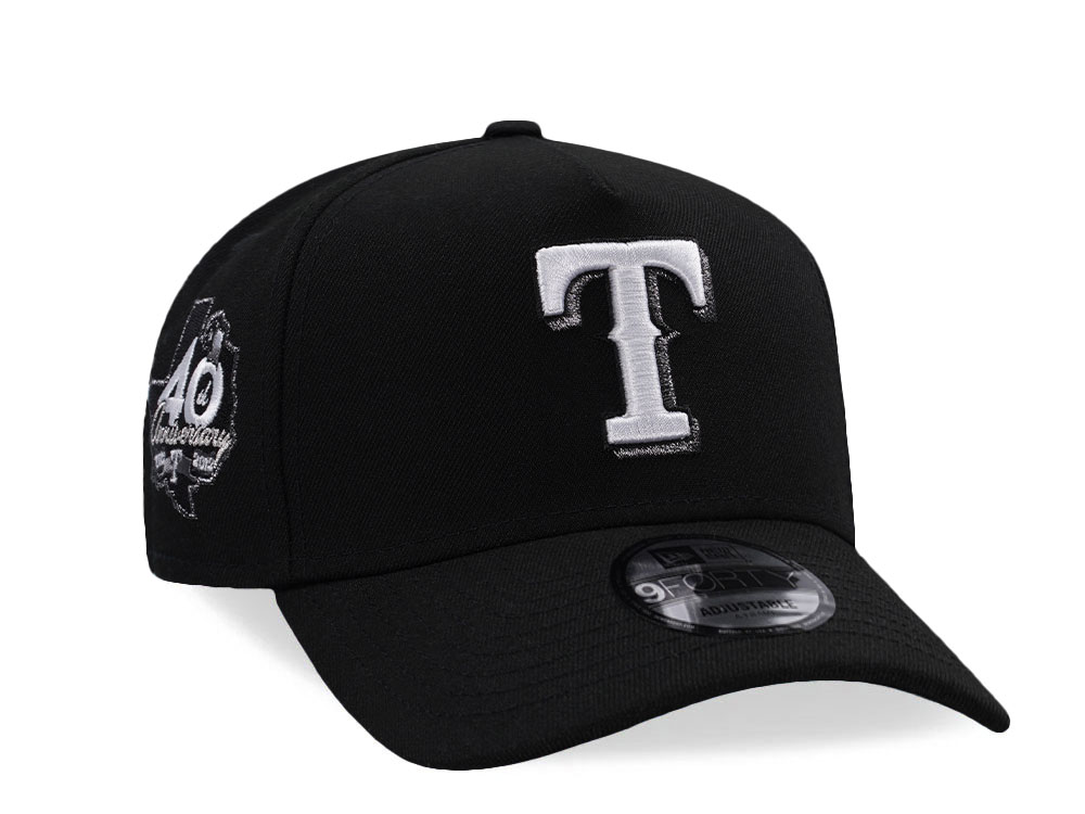 New Era Texas Rangers 40th Anniversary Black Prime Edition 9Forty A Frame Snapback Gorra