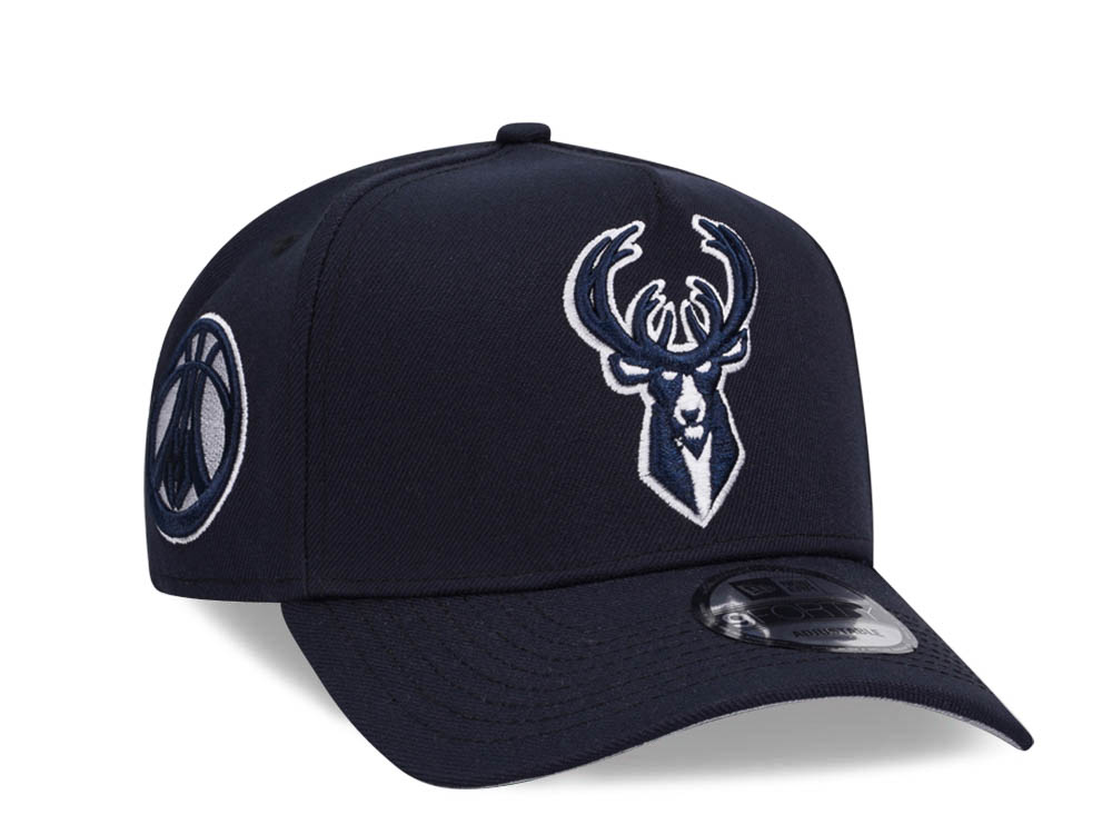 New Era Milwaukee Bucks Navy Classic Edition 9Forty A Frame Snapback Gorra