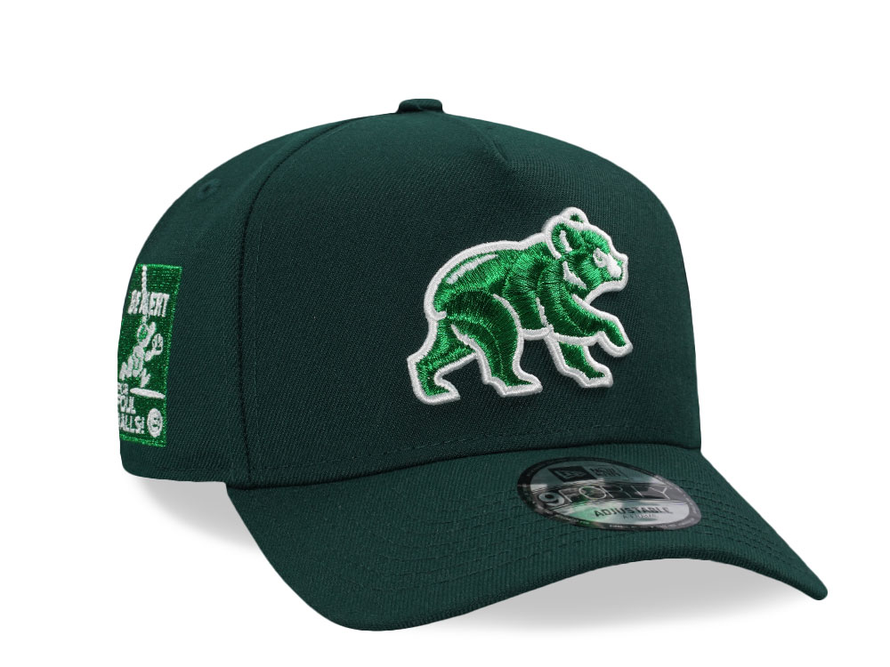 New Era Chicago Cubs Be Alert Green Metallic Edition 9Forty A Frame Snapback Gorra