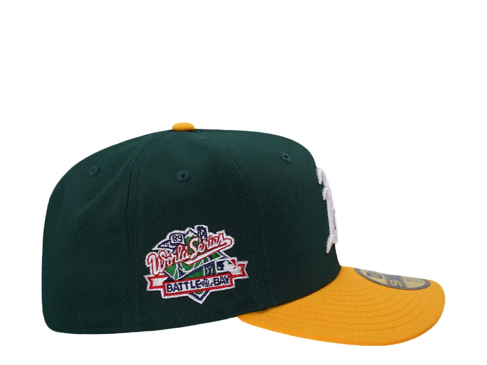 New Era Oakland Athletics World Series 1989 Green Two Tone Edition 59Fifty Pre Curved Fitted Gorra