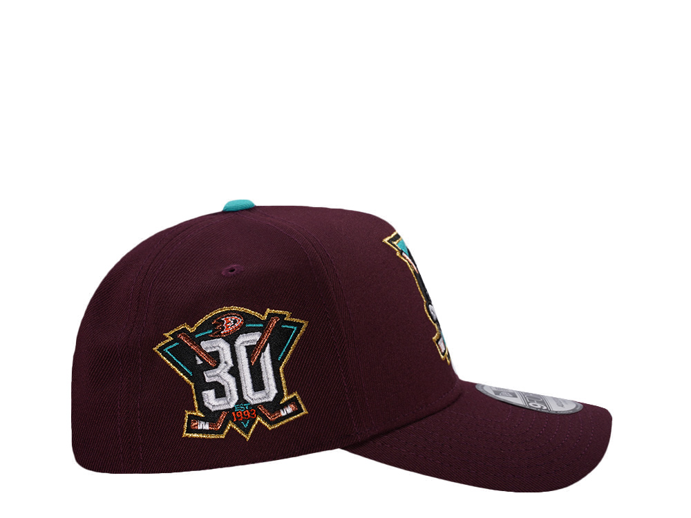 New Era Anaheim Ducks 30th Anniversary Maroon Prime Edition 9Forty A Frame Snapback Gorra