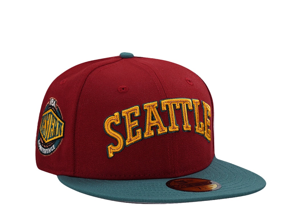 New Era Seattle Supersonics Maroon Two Tone Edition 59Fifty Fitted Gorra