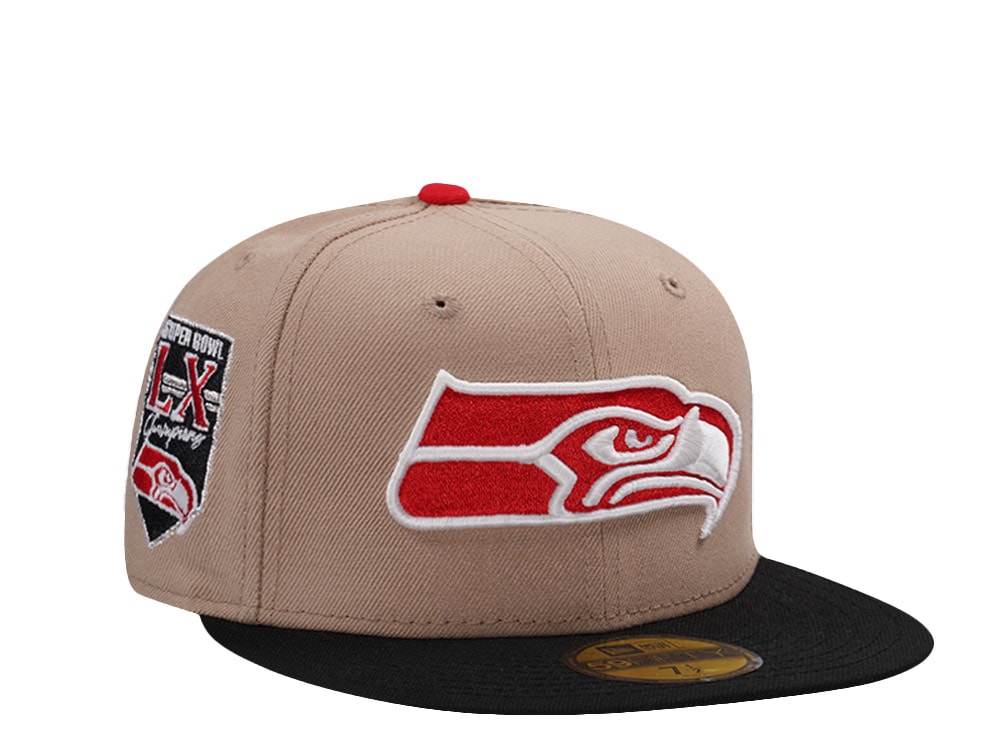 New Era Seattle Seahawks Super Bowl Champions LX Camel Two Tone Edition 59Fifty Fitted Gorra