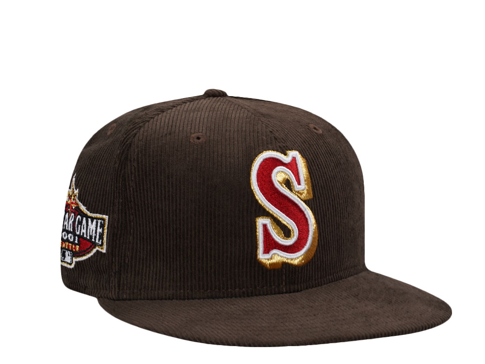 New Era Seattle Mariners All Star Game 2001 Walnut Corduroy Prime Edition 59Fifty Fitted Gorra