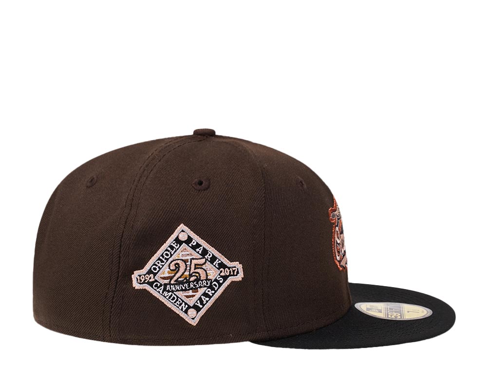 New Era Baltimore Orioles 25th Anniversary Coffee Peach Edition 59Fifty Fitted Gorra