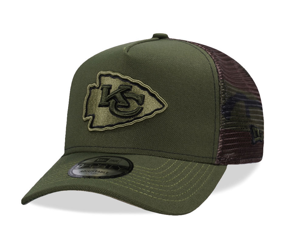 New Era Kansas City Chiefs Green Camo Trucker Edition 9Forty A Frame Snapback Gorra