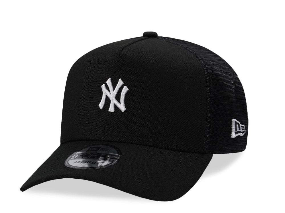 New Era New York Yankees Mini Logo Black Prime Edition 9Forty A Frame Trucker Snapback Gorra