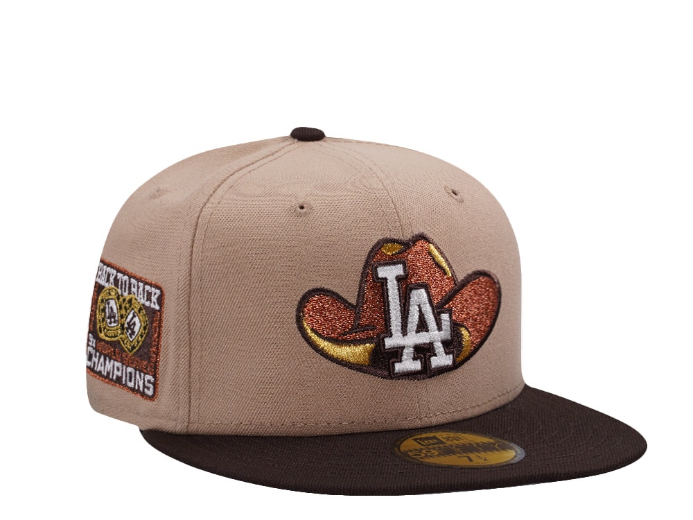 New Era Los Angeles Dodgers Back to Back Champions Camel Prime Edition 59Fifty Fitted Gorra
