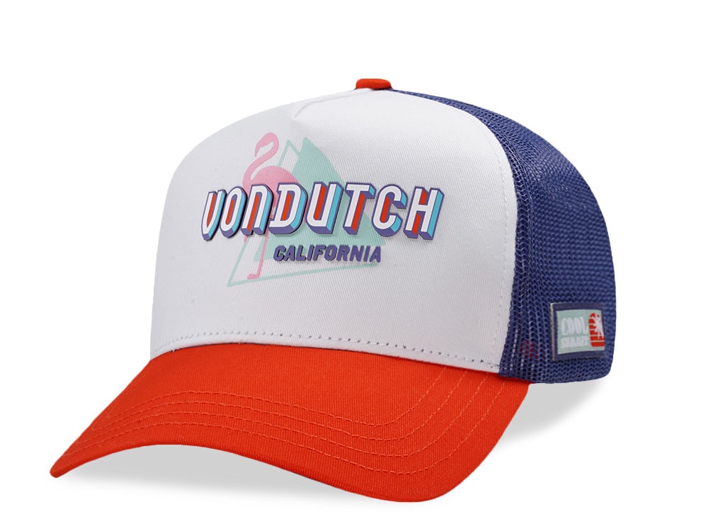 Von Dutch Surf Screen Print Red Blue Trucker Snapback Gorra