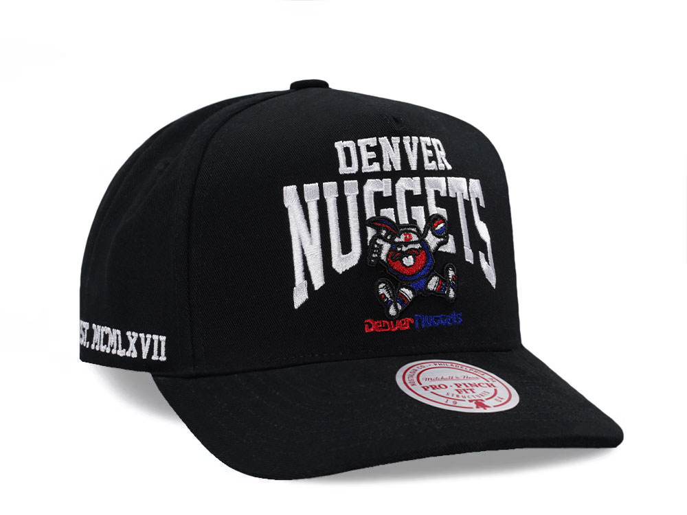 Mitchell & Ness Denver Nuggets Black Pro Pinch Fit Snapback Gorra