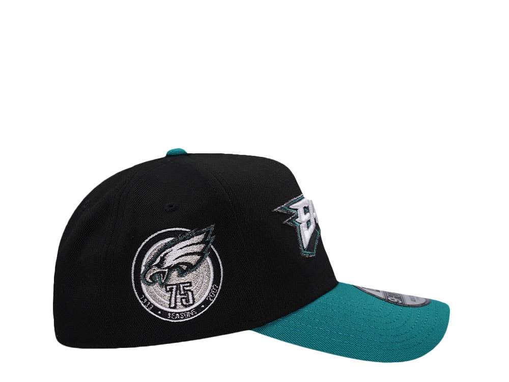 New Era Philadelphia Eagles 75th Anniversary Black Two Tone Edition 9Forty A Frame Snapback Gorra