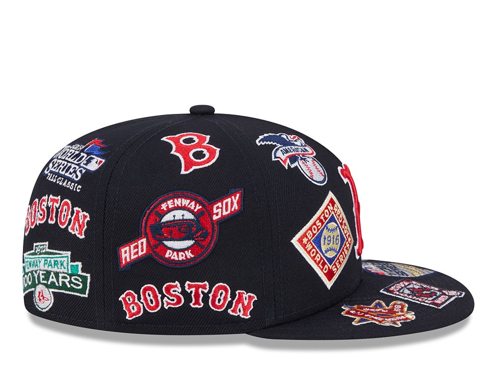 New Era Boston Red Sox All Over Navy Red 59Fifty Fitted Gorra
