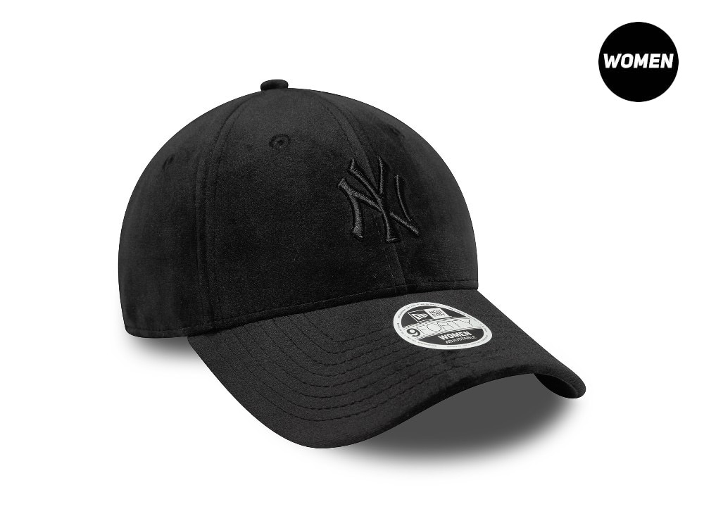 New Era New York Yankees Black Velour Womens 9Forty Strapback Gorra