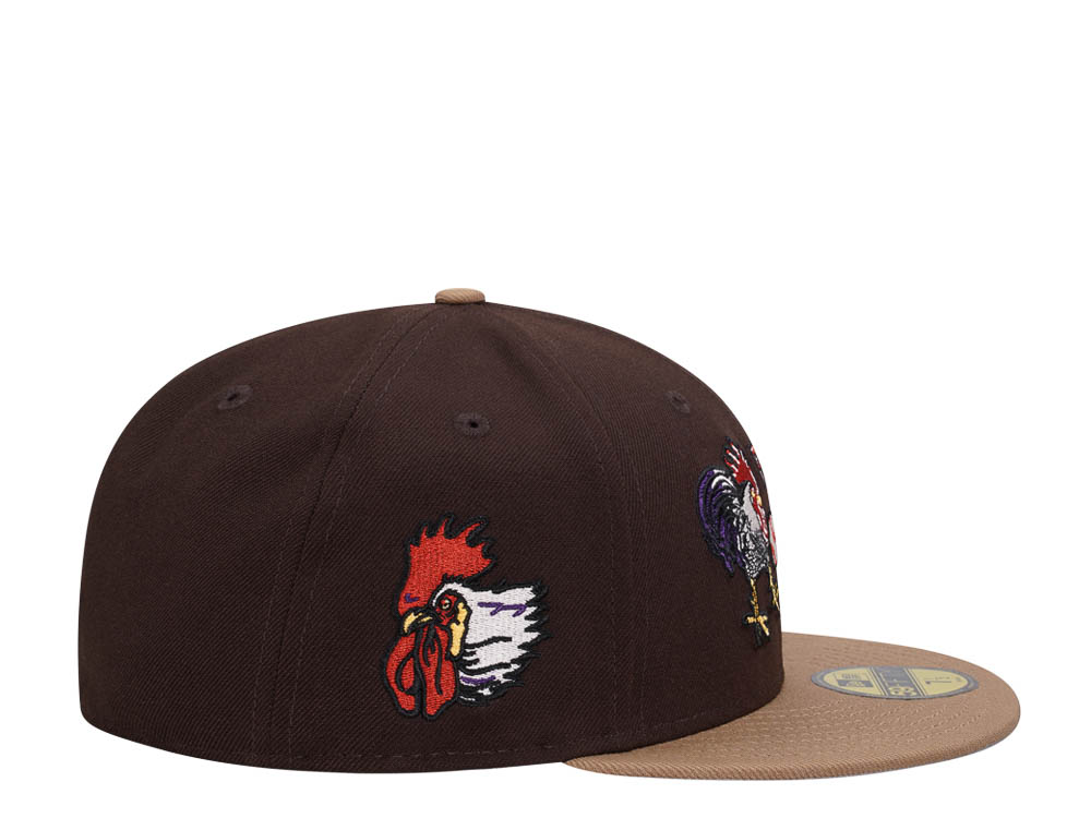 New Era Port City Roosters Brown Classic Two Tone Edition 59Fifty Fitted Gorra