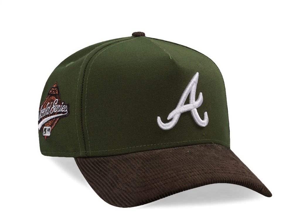 New Era Atlanta Braves World Series 1995 Rifle Green Walnut Corduroy Two Tone Edition 9Forty A Frame Snapback Gorra