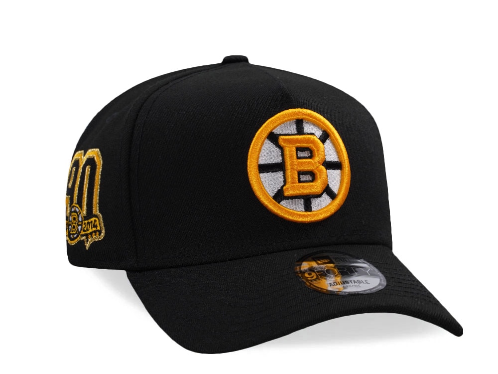 New Era Boston Bruins 90th Anniversary Black Prime Edition 9Forty A Frame Snapback Gorra