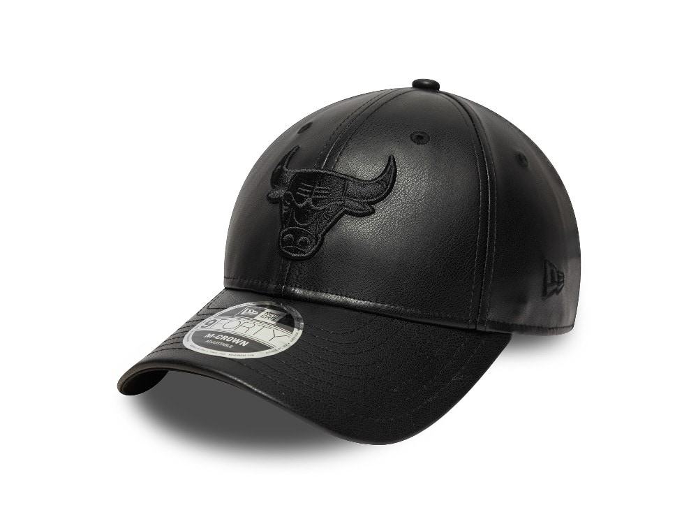 New Era Chicago Bulls Black PU Leather Edition 9Forty M Crown Snapback Gorra