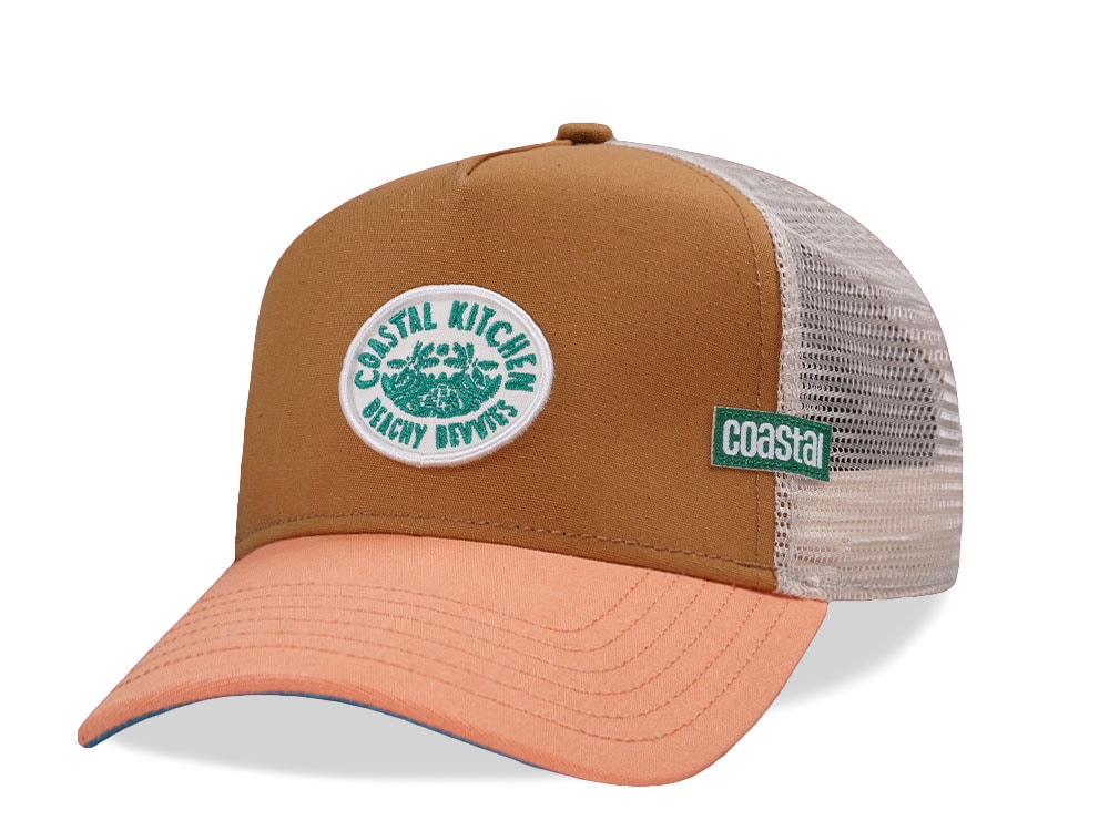 Djinns Coastal Kitchen Beach Bevvies Brown Trucker Snapback Gorra