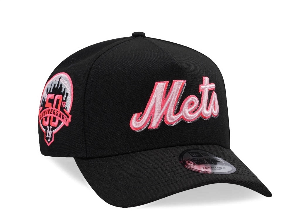 New Era New York Mets 50th Anniversary Black Pink Edition 9Forty A Frame Snapback Gorra