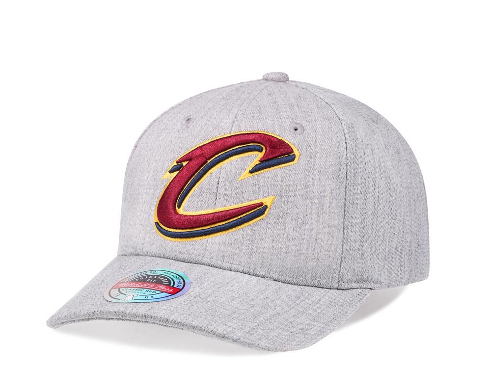 Mitchell & Ness Cleveland Cavaliers Heather Gray Red Line Solid Flex Snapback Gorra