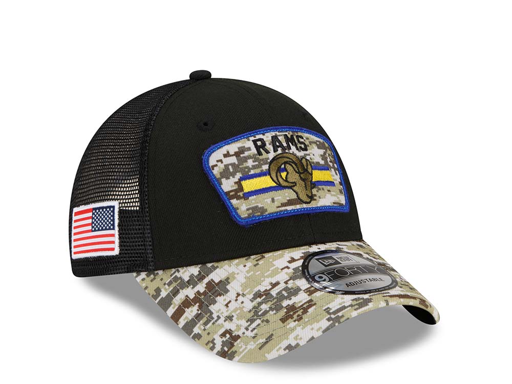 New Era Los Angeles Rams Salute to Service 21 9Forty Trucker Snapback Gorra