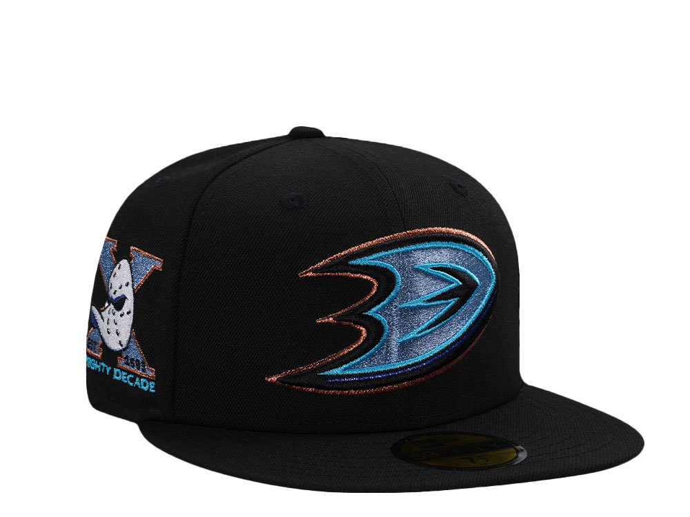 New Era Anaheim Ducks 10th Anniversary Metallic Black Prime Edition 59Fifty Fitted Gorra