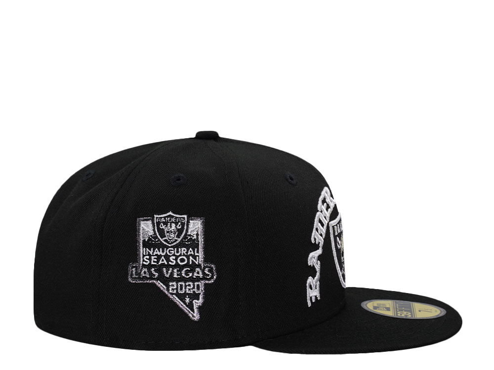New Era Las Vegas Raiders Inaugural Season 2020 Script Black Prime Edition 59Fifty Fitted Gorra
