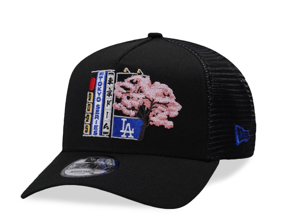 New Era Los Angeles Dodgers Tokyo Series 2025 Black Prime Edition 9Forty A Frame Trucker Snapback Gorra