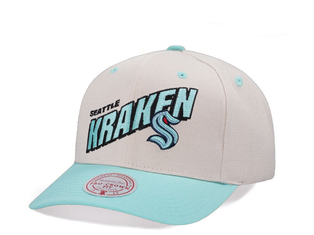 Mitchell & Ness Seattle Kraken Chrome Two Tone Pro Crown Fit Snapback Gorra
