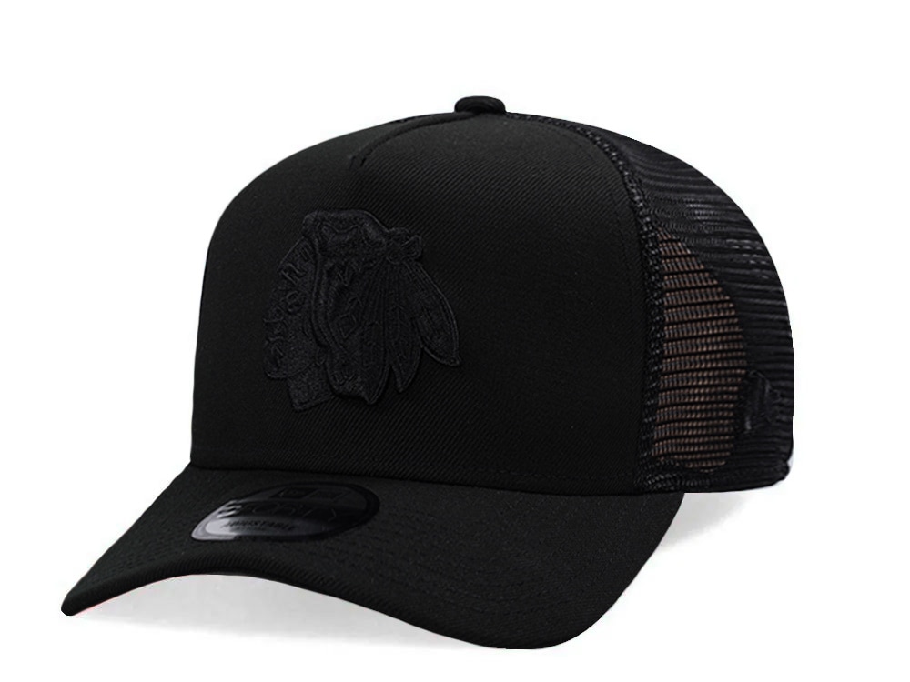 New Era Chicago Blackhawks Black Prime Edition 9Forty A Frame Trucker Snapback Gorra