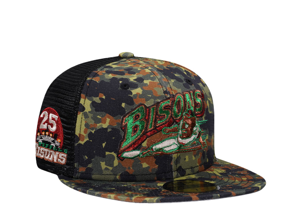 New Era Buffalo Bisons 25th Anniversary Flecktarn Copper Trucker Edition 59Fifty Fitted Gorra