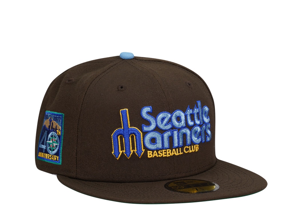New Era Seattle Mariners 40th Anniversary Chocolate Script Throwback Edition 59Fifty Fitted Gorra