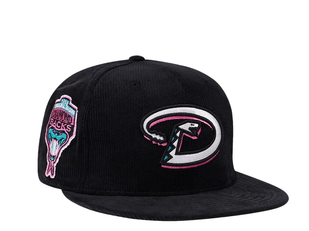 New Era Arizona Diamondbacks 1998 Inaugural Season Black Pink Corduroy Prime Edition 59Fifty Fitted Gorra