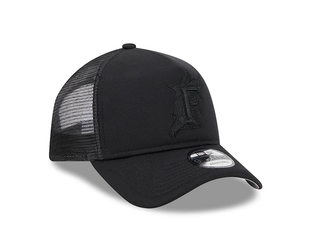 New Era Florida Marlins Black All Day 9Forty A Frame Trucker Snapback Gorra