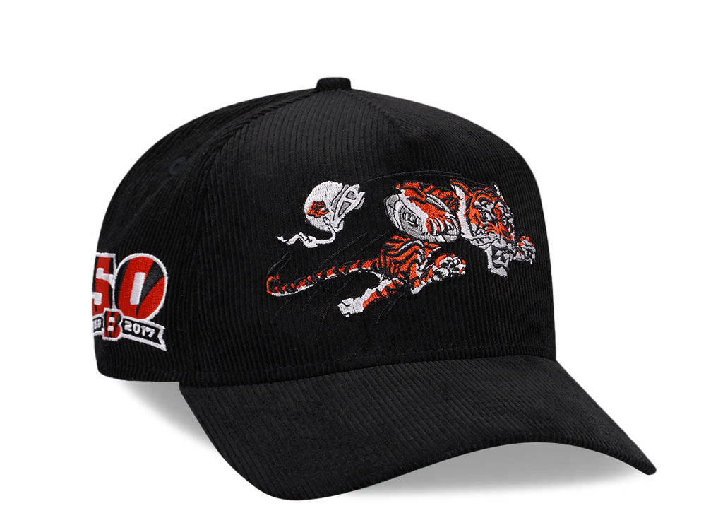 New Era Cincinnati Bengals 50th Anniversary Black Corduroy Edition 9Forty A Frame Snapback Gorra