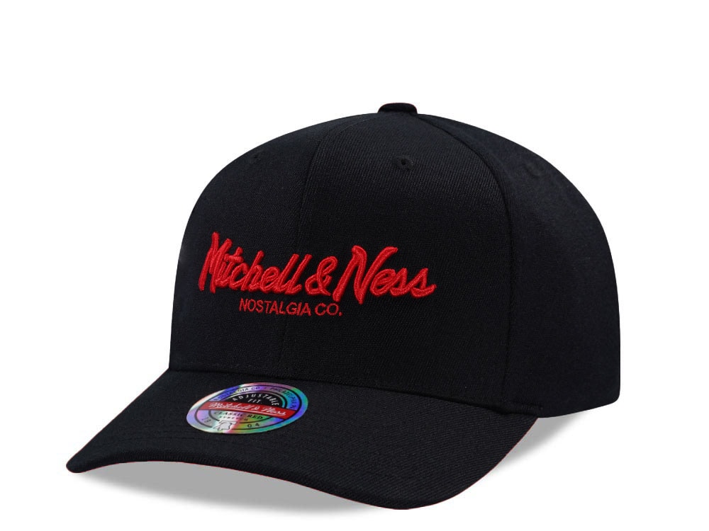 Mitchell & Ness Olive Pinscript Classic Red Stretch Snapback Gorra