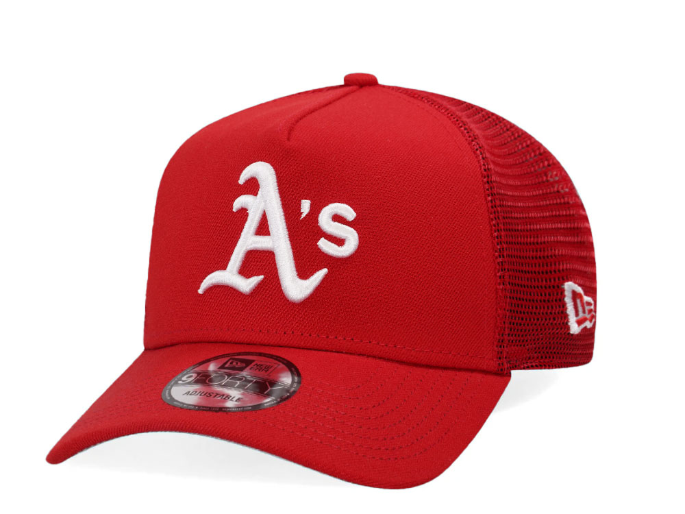 New Era Oakland Athletics Scarlet Red Trucker A Frame 9Forty Snapback Gorra