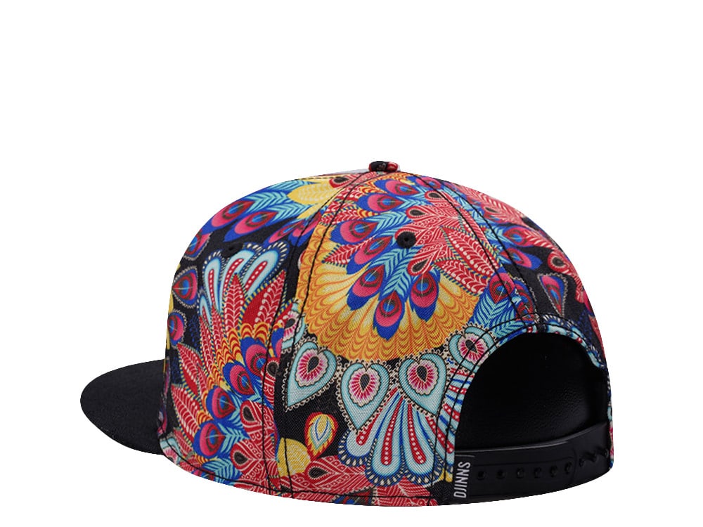 Djinns 6 Panel Peacock Linen Multicolor Snapback Gorra
