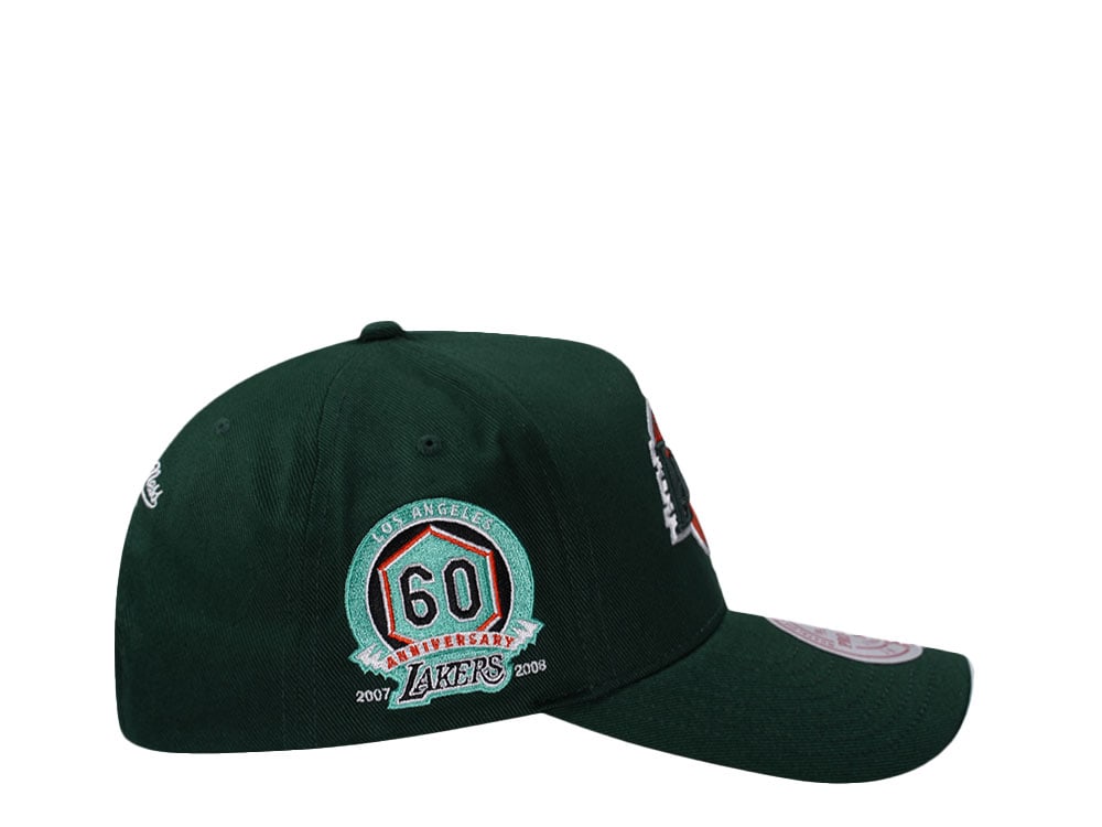 Mitchell & Ness Los Angeles Lakers 60th Anniversary Green Edition Pro Pinch Fit Snapback Gorra