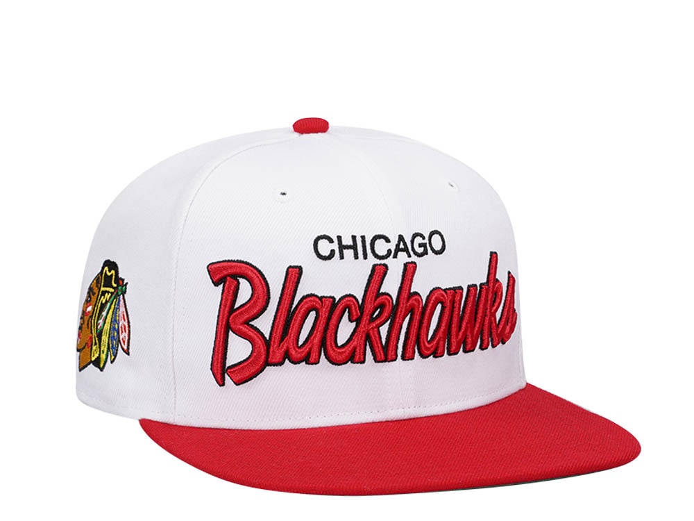 47Brand Chicago Blackhawks White Crosstown Script Captain MVP Snapback Gorra