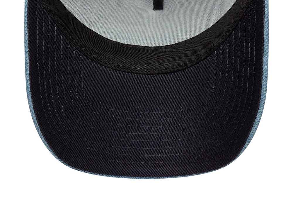 New Era Navy Denim Leather Patch 9Forty A Frame Trucker Snapback Gorra
