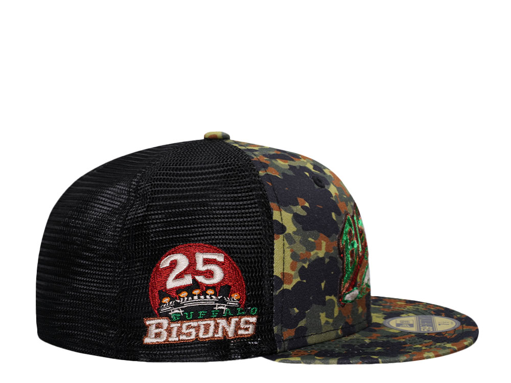 New Era Buffalo Bisons 25th Anniversary Flecktarn Copper Trucker Edition 59Fifty Fitted Gorra