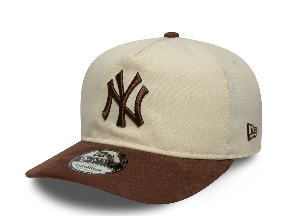 New Era New York Yankees Light Brown Suede Visor Edition 9Fifty A Frame Strapback Gorra