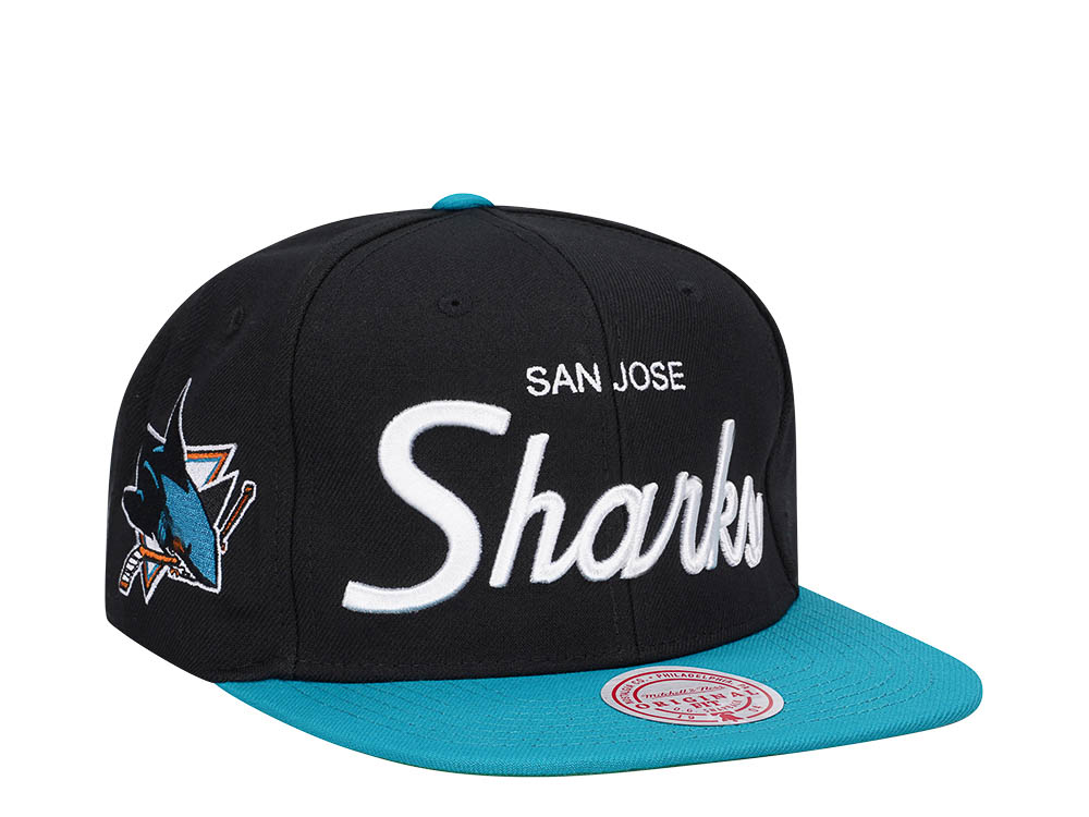 Mitchell & Ness San Jose Sharks Vintage Script Snapback Gorra