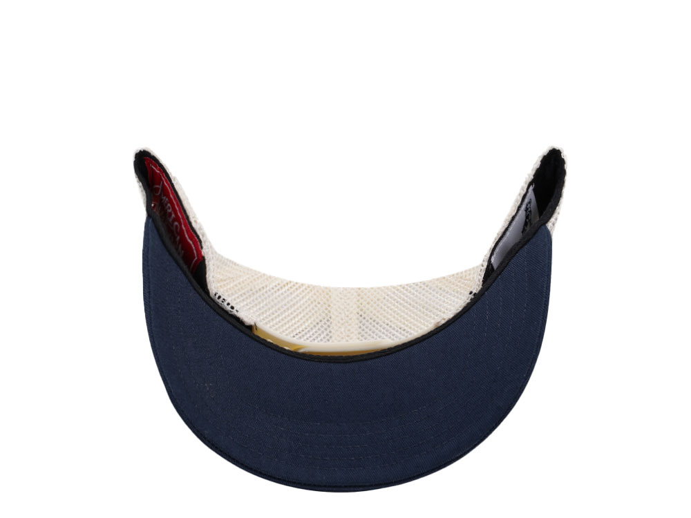 American Needle Mack Truck Twill Valin Patch Ivory Navy Trucker Snapback Gorra