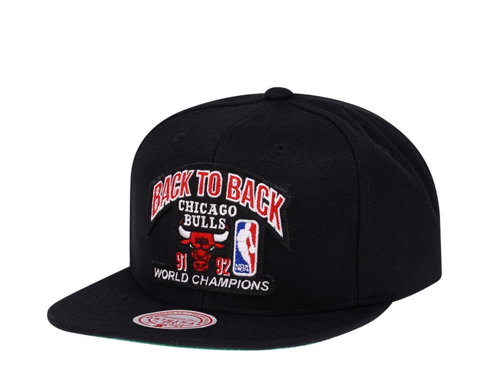 Mitchell & Ness Chicago Bulls Back to Back Champions Black Snapback Gorra