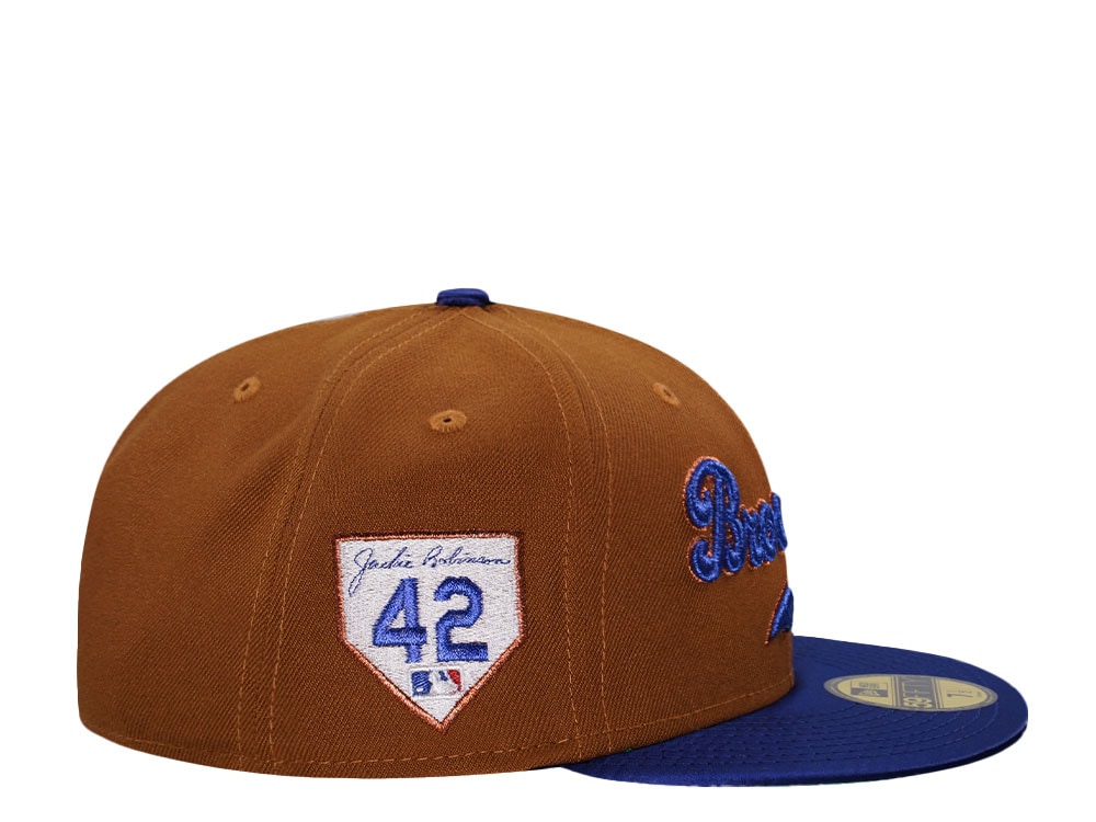 New Era Brooklyn Dodgers Jackie Robinson Bourbon Satin Brim Edition 59Fifty Fitted Gorra