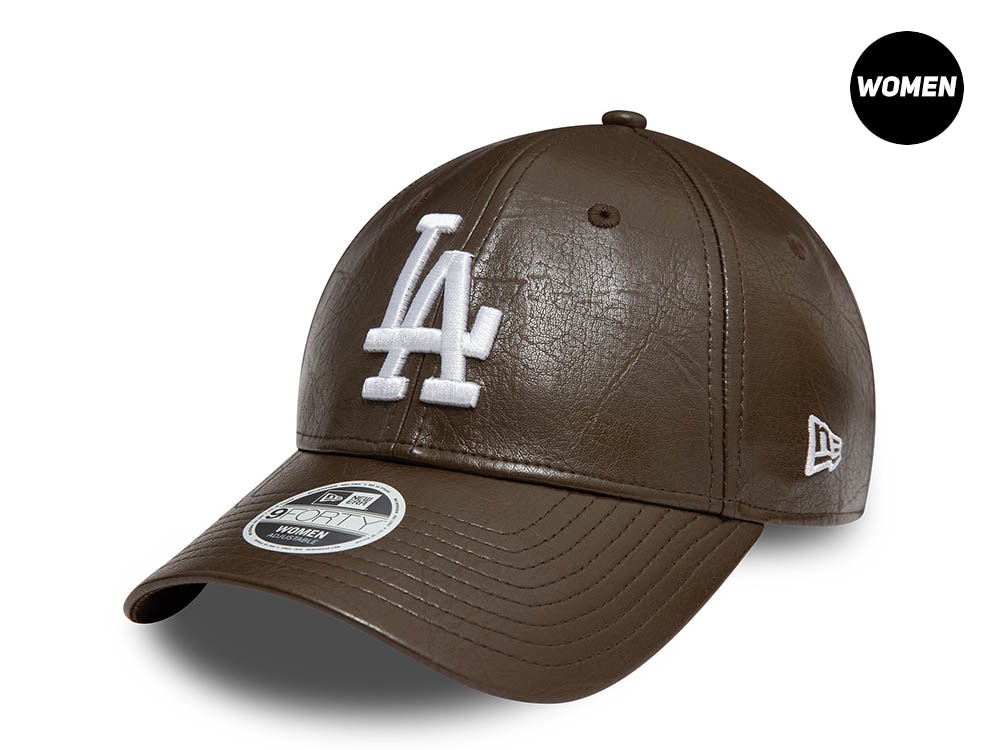 New Era Los Angeles Dodgers Leather Brown Womens 9Forty Strapback Gorra