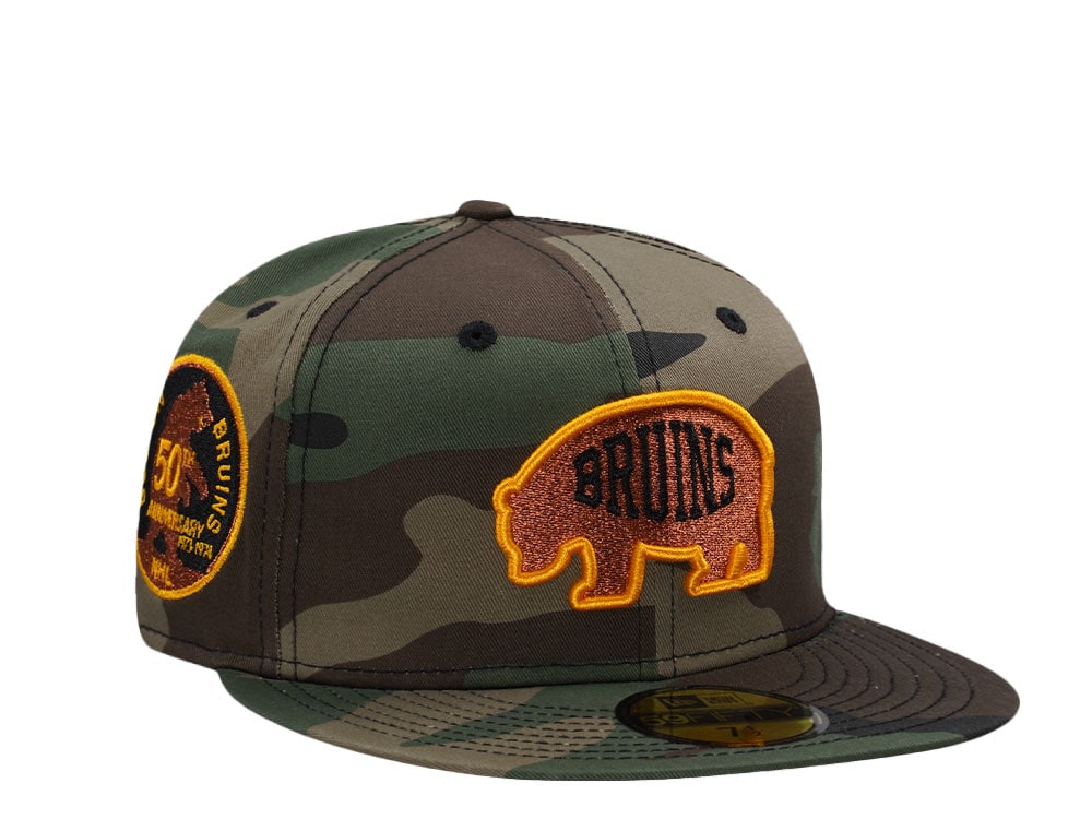 New Era Boston Bruins 50th Anniversary Woodland Camouflage Edition 59Fifty Fitted Gorra