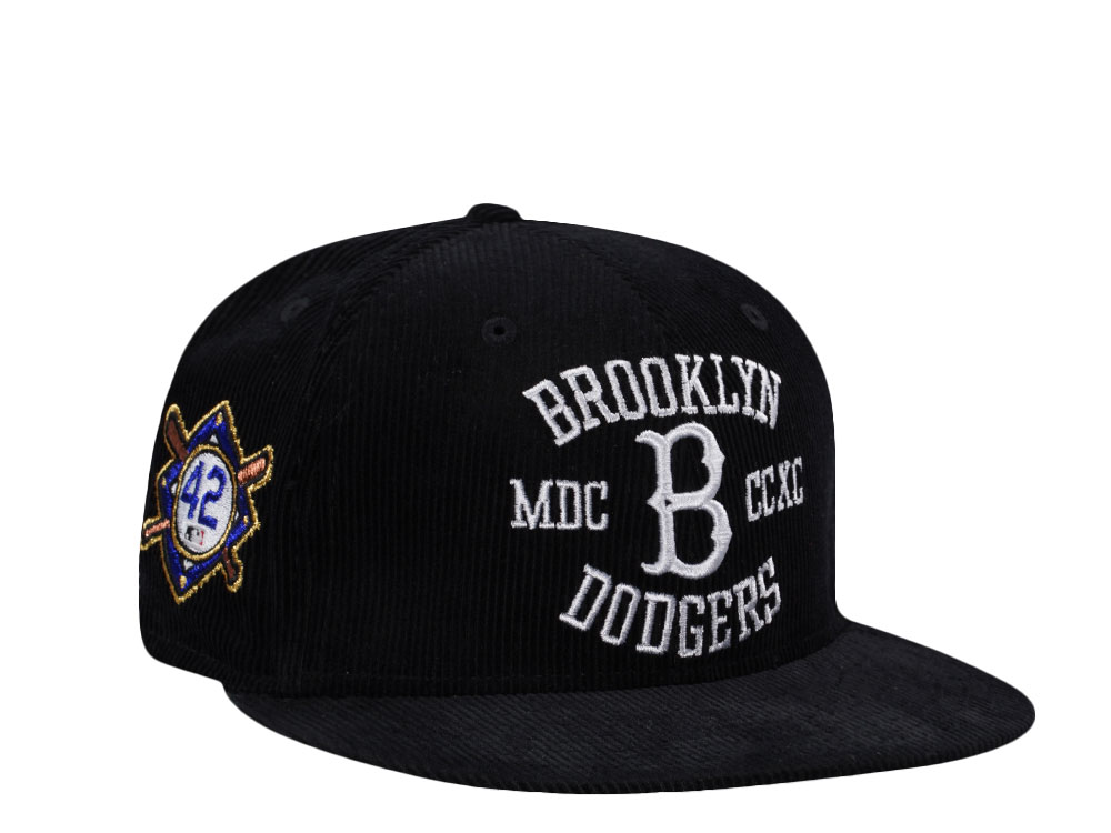 New Era Brooklyn Dodgers Jackie Robinson Corduroy Black Prime Edition 59Fifty Fitted Gorra